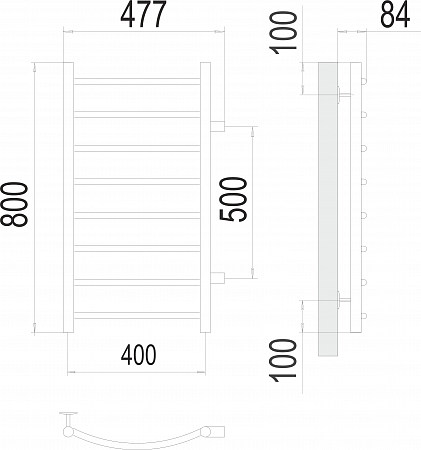 Классик П8 400х800 бп500 Полотенцесушитель  TERMINUS Губкин - фото 3