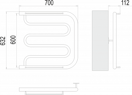 Фокстрот БШ 600х700 Полотенцесушитель  TERMINUS Губкин - фото 3