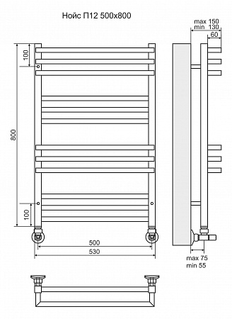 Нойс П12 500х800 Полотенцесушитель  TERMINUS Губкин - фото 3