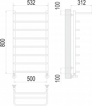 Полка П8 500х800  Полотенцесушитель  TERMINUS Губкин - фото 3