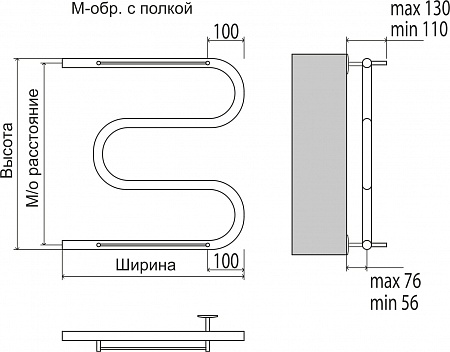 М-обр с/п AISI 32х2 500х400 Полотенцесушитель  TERMINUS Губкин - фото 3
