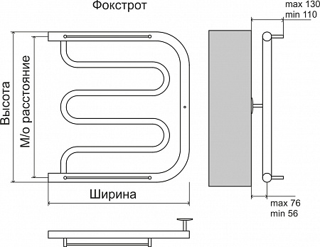 Фокстрот AISI 32х2 500х400 Полотенцесушитель  TERMINUS Губкин - фото 4