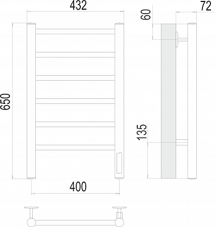 Аврора П6 400х650 Электро (quick touch) Полотенцесушитель  TERMINUS Губкин - фото 3