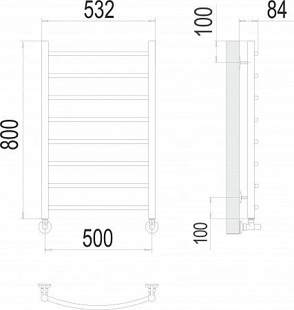 Классик П8 500х800 Полотенцесушитель  TERMINUS Губкин - фото 3