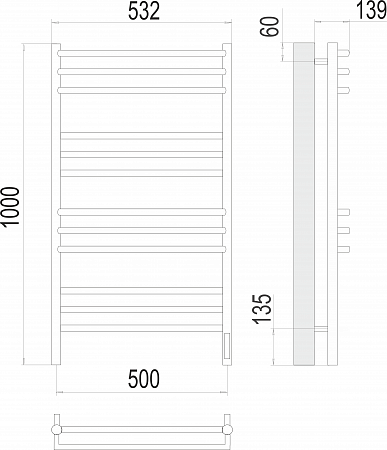 Прато П12 500х1000 электро (sensor quick touch) Полотенцесушитель  TERMINUS Губкин - фото 3