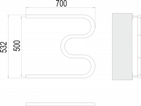 М-обр БШ 500х700 Полотенцесушитель  TERMINUS Губкин - фото 3