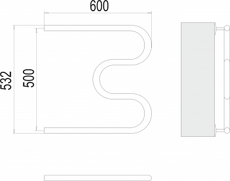 М-обр БШ 500х600 Полотенцесушитель  TERMINUS Губкин - фото 3