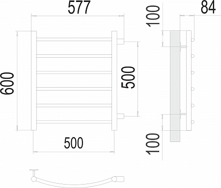 Классик П6 500х600 бп500 Полотенцесушитель  TERMINUS Губкин - фото 3