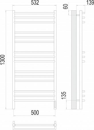 Прато П15 500х1300 электро (sensor quick touch) Полотенцесушитель  TERMINUS Губкин - фото 3