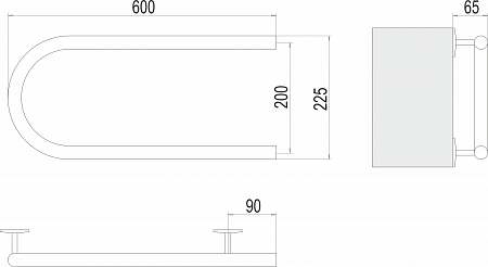 Электро 25 П-обр 600х200 Полотенцесушитель  TERMINUS Губкин - фото 3