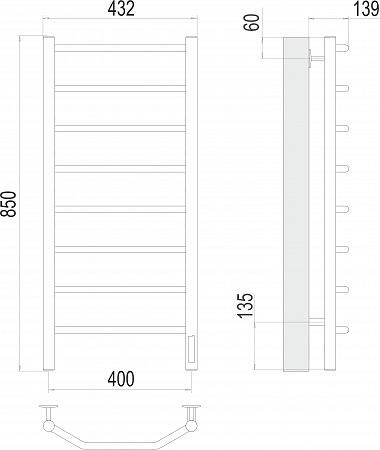 Виктория П8 400х850 Электро (quick touch) Полотенцесушитель  TERMINUS Губкин - фото 3