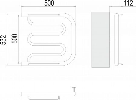 Фокстрот БШ 500х500 Полотенцесушитель  TERMINUS Губкин - фото 3