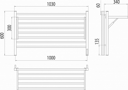 Горизонт П8 1000х600 электро КС ЧЕРНЫЙ МУАР (sensor quick touch) Полотенцесушитель TERMINUS Губкин - фото 5